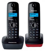 Р/Телефон Dect Panasonic KX-TG1612RU3 темно-серый/красный (труб. в компл.:2шт) АОН