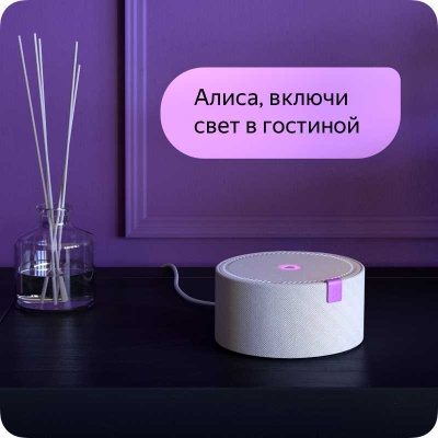 Умная колонка Yandex Станция Мини голос.п.:Алиса 3W Android/iOS серебристый (YNDX-0004S)