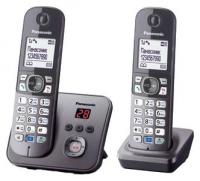 Р/Телефон Dect Panasonic KX-TG6822RUM серый металлик (труб. в компл.:2шт) автооветчик АОН