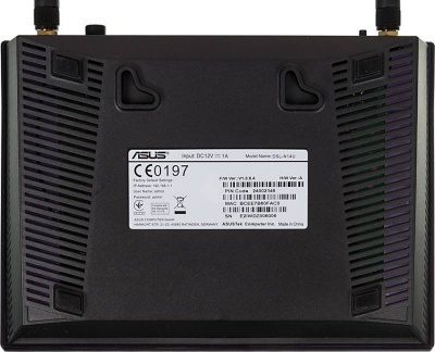 Модем xDSL Asus DSL-N14U RJ-11 ADSL2+ Annex A/B Wi-Fi VPN Firewall +Router внешний черный