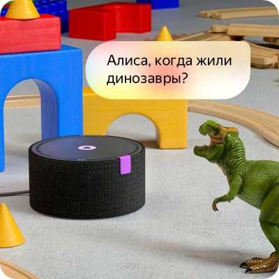 Умная колонка Yandex Станция Мини голос.п.:Алиса 3W Android/iOS черный (YNDX-0004B)